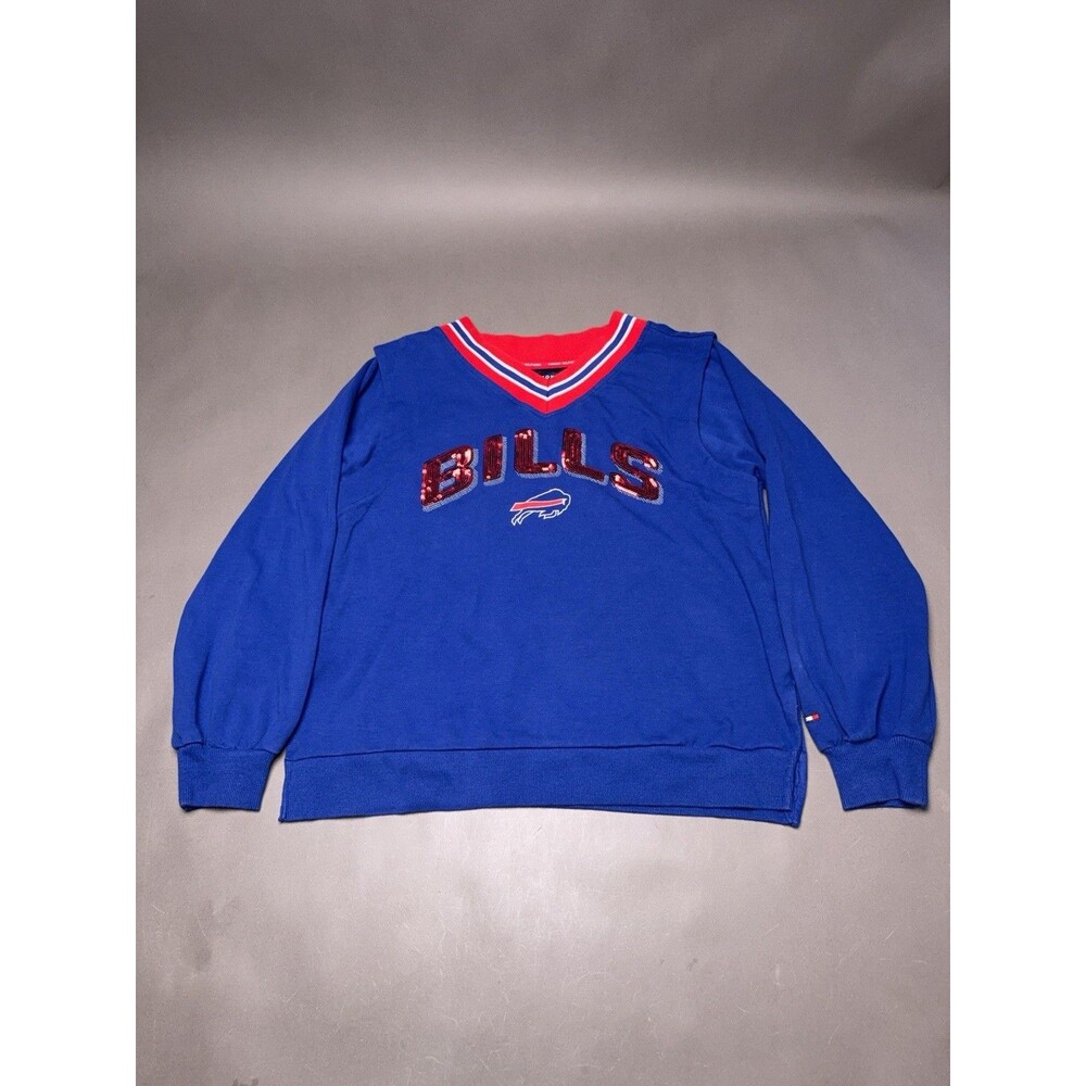 Women's Buffalo Bills Tommy Hilfiger Royal Alice V-Neck Pullover Sweatshirt M